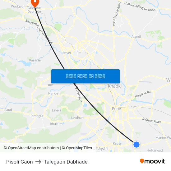 पिसोली गांव to तालेगाव दाभाड़े map