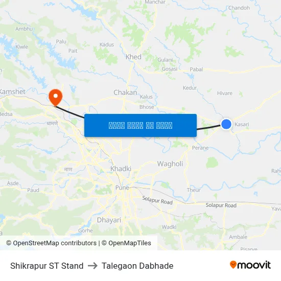 शिक्रापुर एसटी स्टैंड to तालेगाव दाभाड़े map