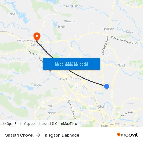 शास्त्री चौक to तालेगाव दाभाड़े map