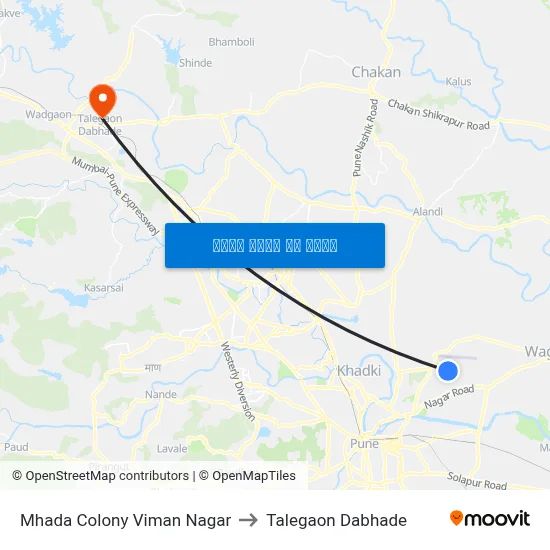 म्हाडा कॉलोनी विमान नगर to तालेगाव दाभाड़े map