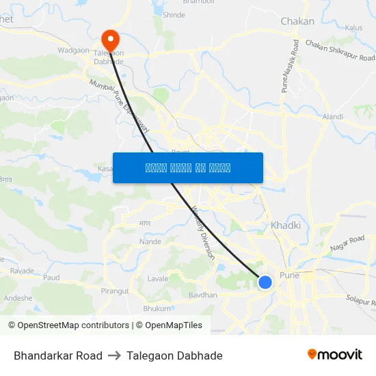 भंडारकर रोड to तालेगाव दाभाड़े map