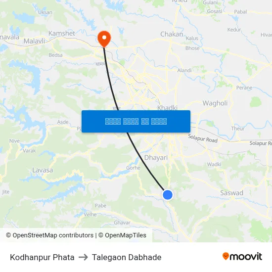 कोढणपुर फाटा to तालेगाव दाभाड़े map