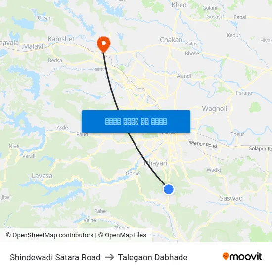 शिंदेवाड़ी सतारा रोड to तालेगाव दाभाड़े map