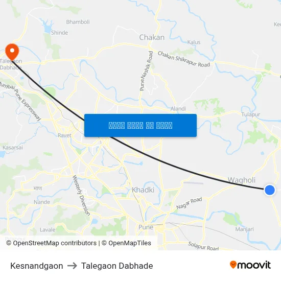 केसनंदगाव to तालेगाव दाभाड़े map