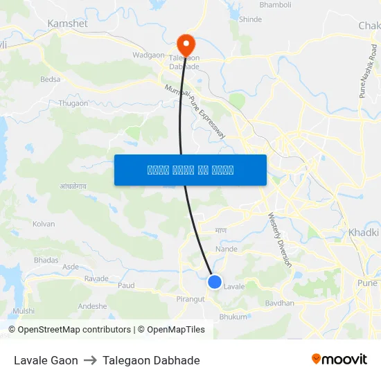 लवाले गाव to तालेगाव दाभाड़े map