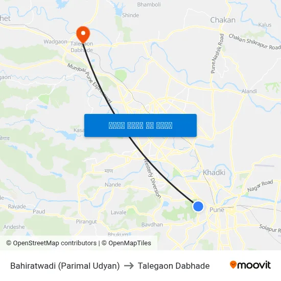 बहिरटवाडी (परिमल उद्यान) to तालेगाव दाभाड़े map