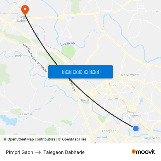 पिंपरी गाव to तालेगाव दाभाड़े map