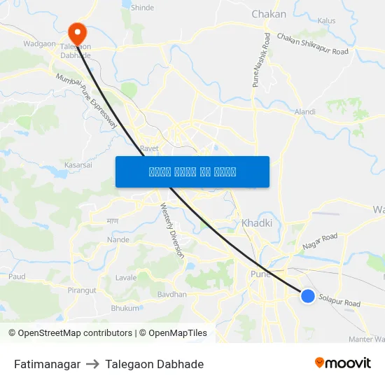 फातिमानगर to तालेगाव दाभाड़े map