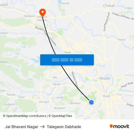 जय भवानी नगर to तालेगाव दाभाड़े map
