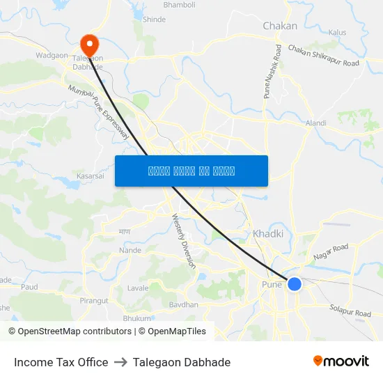 आयकर कार्यालय to तालेगाव दाभाड़े map
