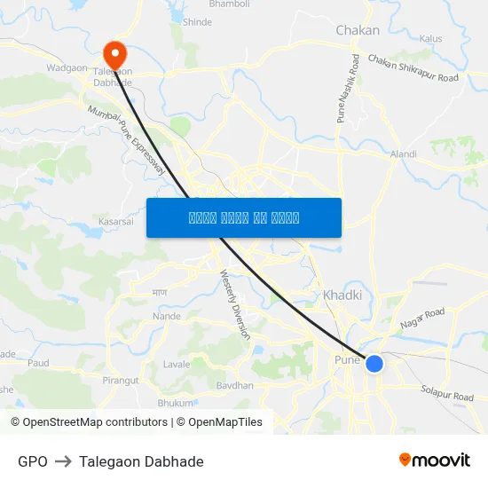 जीपीओ to तालेगाव दाभाड़े map