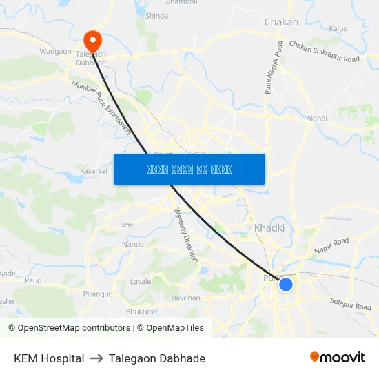 KEM Hospital to Talegaon Dabhade map
