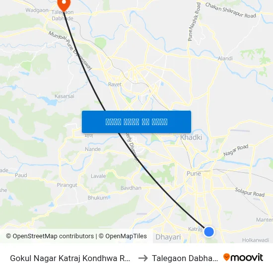 गोकुल नगर कात्रज कोंढवा रोड to तालेगाव दाभाड़े map