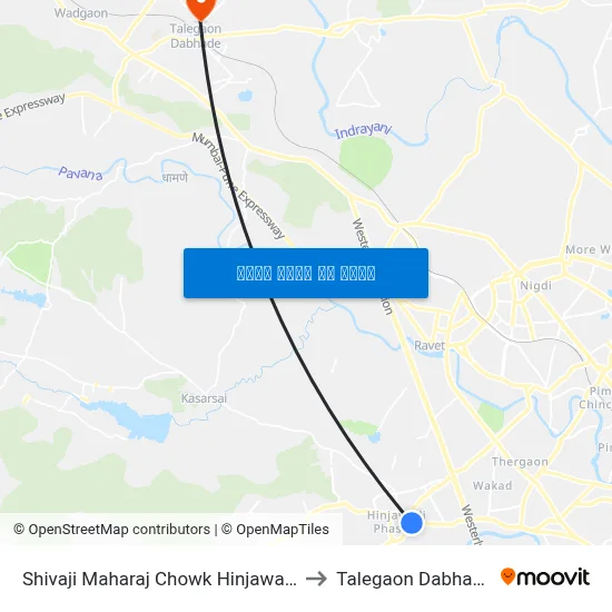 शिवाजी महाराज चौक हिंजवाडी to तालेगाव दाभाड़े map