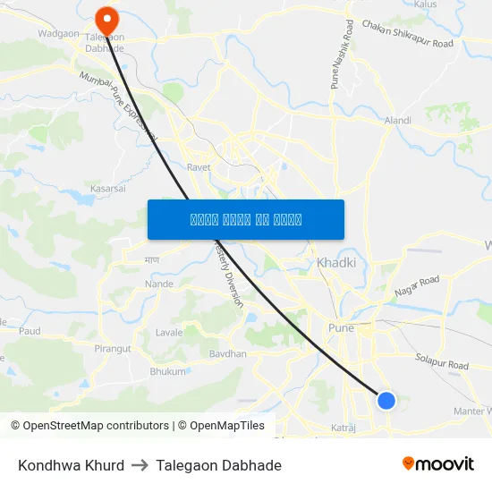 कोंढवा खुर्द to तालेगाव दाभाड़े map