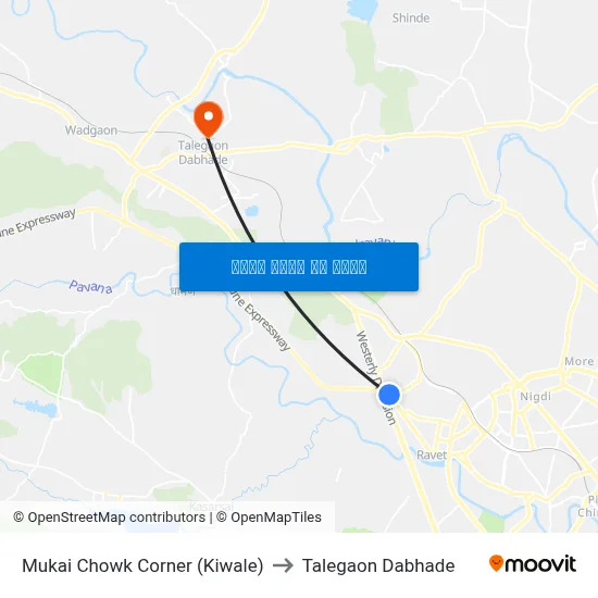 मुकाई चौक कॉर्नर (किवले) to तालेगाव दाभाड़े map