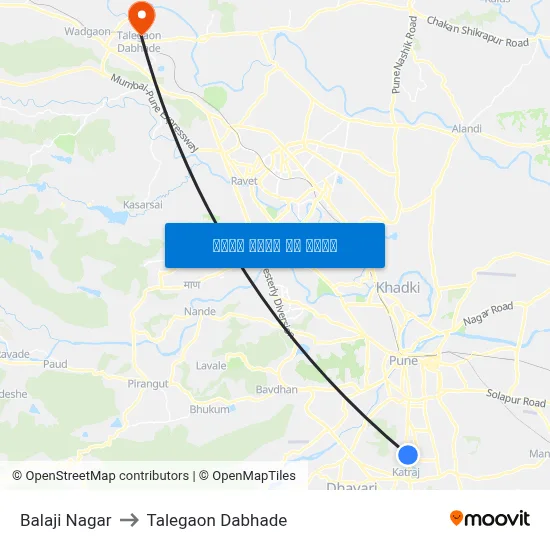 बालाजी नगर to तालेगाव दाभाड़े map