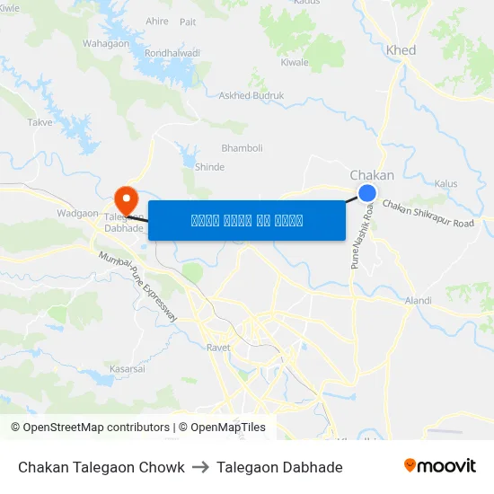 Chakan Talegaon Chowk to Talegaon Dabhade map