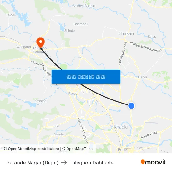 परांडे नगर (दिघी) to तालेगाव दाभाड़े map