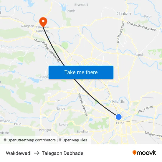 वाकडेवाडी to तालेगाव दाभाड़े map