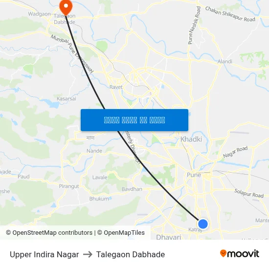 अप्पर इंदिरा नगर to तालेगाव दाभाड़े map