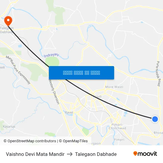 Vaishno Devi Mata Mandir to Talegaon Dabhade map