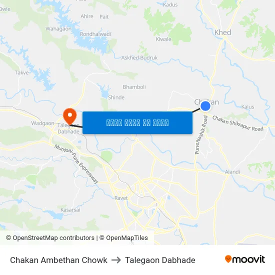 चाकण अंबेठाण चौक to तालेगाव दाभाड़े map