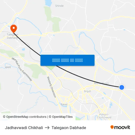 जाधववाडी चिखली to तालेगाव दाभाड़े map