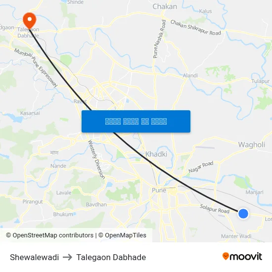 शेवाळेवाडी to तालेगाव दाभाड़े map