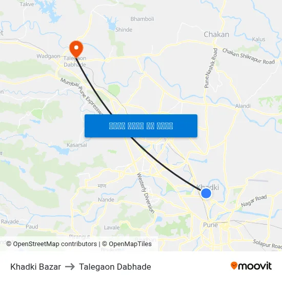 खडकी बाज़ार to तालेगाव दाभाड़े map