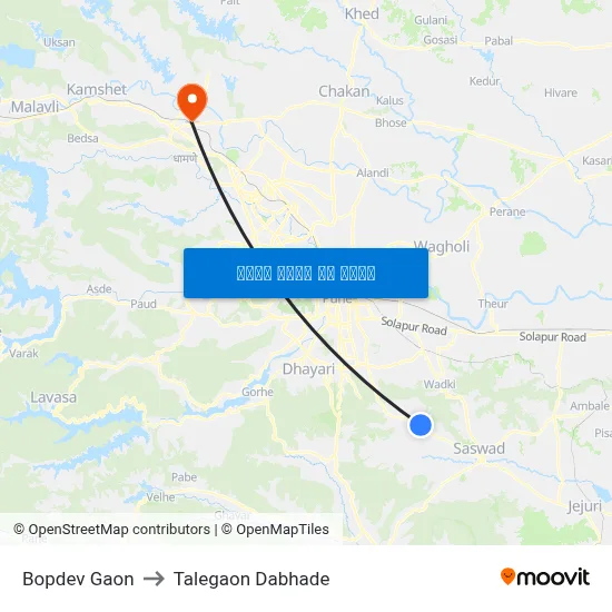 बोपदेव गांव to तालेगाव दाभाड़े map
