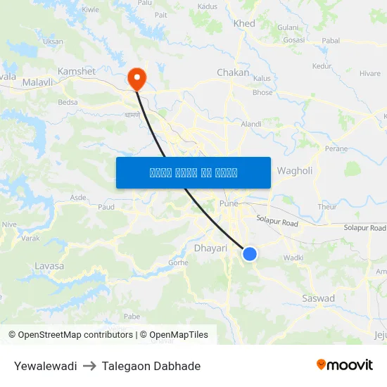 येवालेवाड़ी to तालेगाव दाभाड़े map