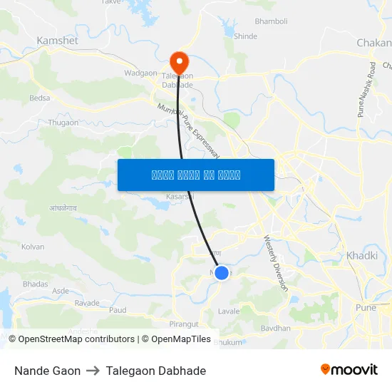 नांदे गाव to तालेगाव दाभाड़े map
