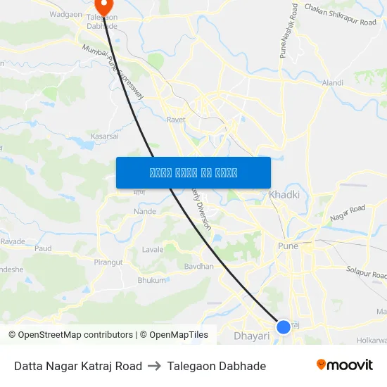 दत्त नगर कात्रज रोड to तालेगाव दाभाड़े map