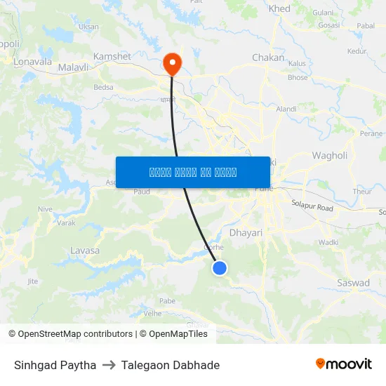 सिंहगड पायथा to तालेगाव दाभाड़े map