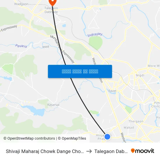 शिवाजी महाराज चौक डांगे चौक रोड to तालेगाव दाभाड़े map