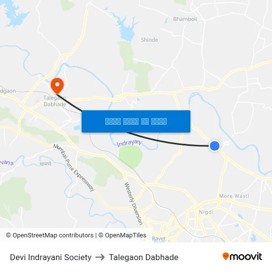 देवी इंद्रायणी सोसायटी to तालेगाव दाभाड़े map