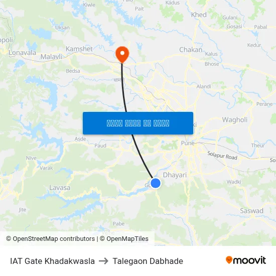 आईएटी गेट खडकवासला to तालेगाव दाभाड़े map