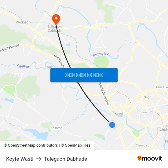 कोयते वस्ती to तालेगाव दाभाड़े map