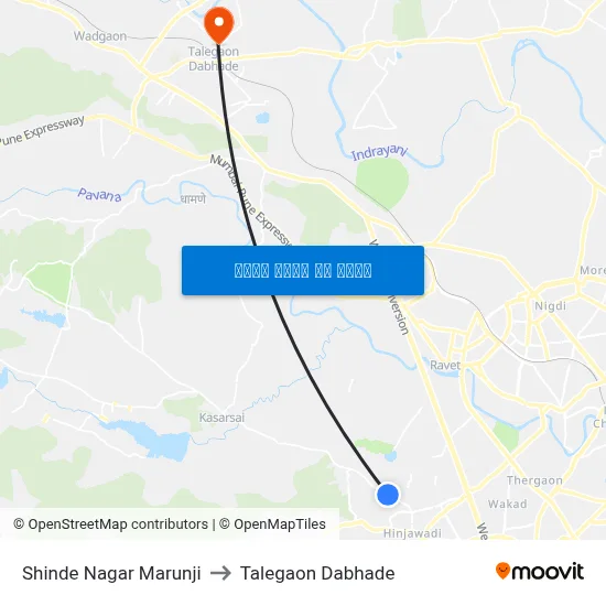 शिंदे नगर मारुंजी to तालेगाव दाभाड़े map