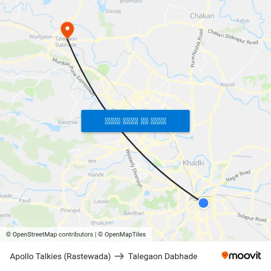 अपोलो टॉकीज (रस्तेवाडा) to तालेगाव दाभाड़े map