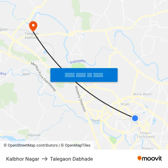 कलभोर नगर to तालेगाव दाभाड़े map