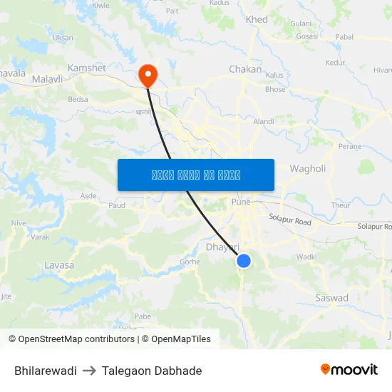 भिलारेवाडी to तालेगाव दाभाड़े map