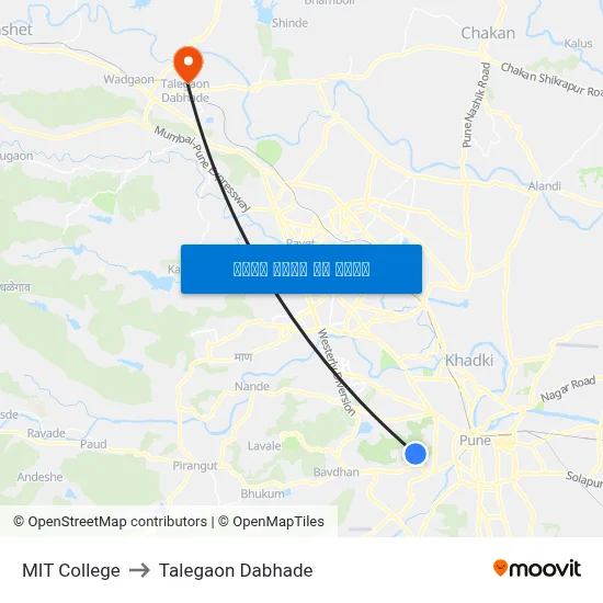एमआईटी कॉलेज to तालेगाव दाभाड़े map