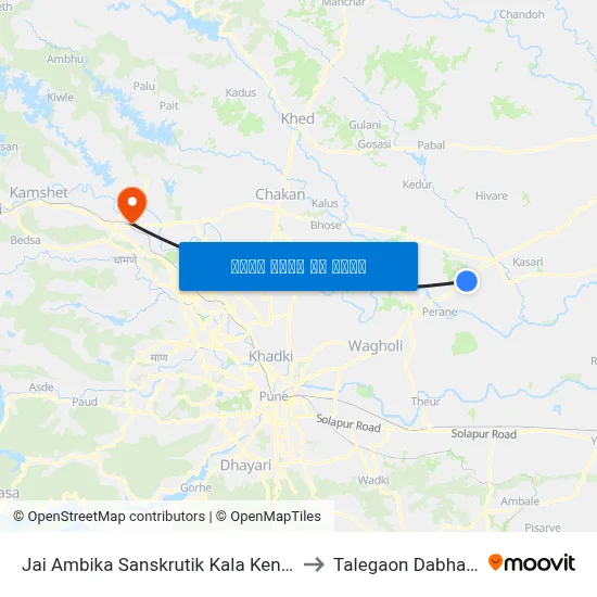 जय अंबिका सांस्कृतिक कला केंद्र to तालेगाव दाभाड़े map