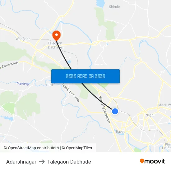 आदर्शनगर to तालेगाव दाभाड़े map