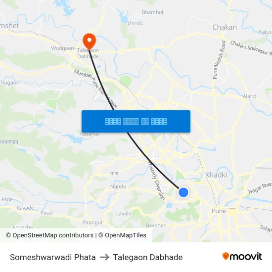 सोमेश्वरवाडी फाटा to तालेगाव दाभाड़े map