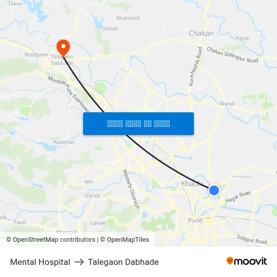 मानसिक अस्पताल to तालेगाव दाभाड़े map