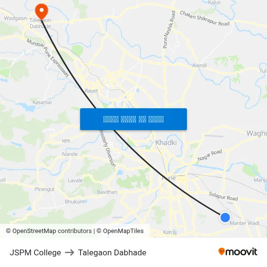 जेएसपीएम कॉलेज to तालेगाव दाभाड़े map
