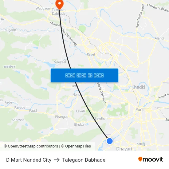 डी मार्ट नांदेड सिटी to तालेगाव दाभाड़े map